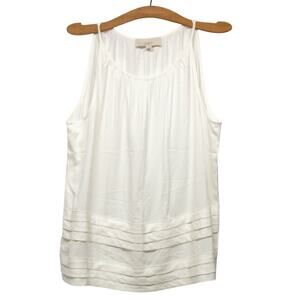 Women's Large ANN TAYLOR LOFT White Sleeveless Dress Shirt Summer Tank Top